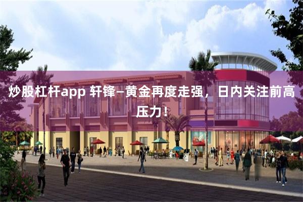炒股杠杆app 轩锋—黄金再度走强，日内关注前高压力！