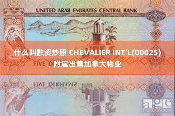 什么叫融资炒股 CHEVALIER INT‘L(00025)附属出售加拿大物业